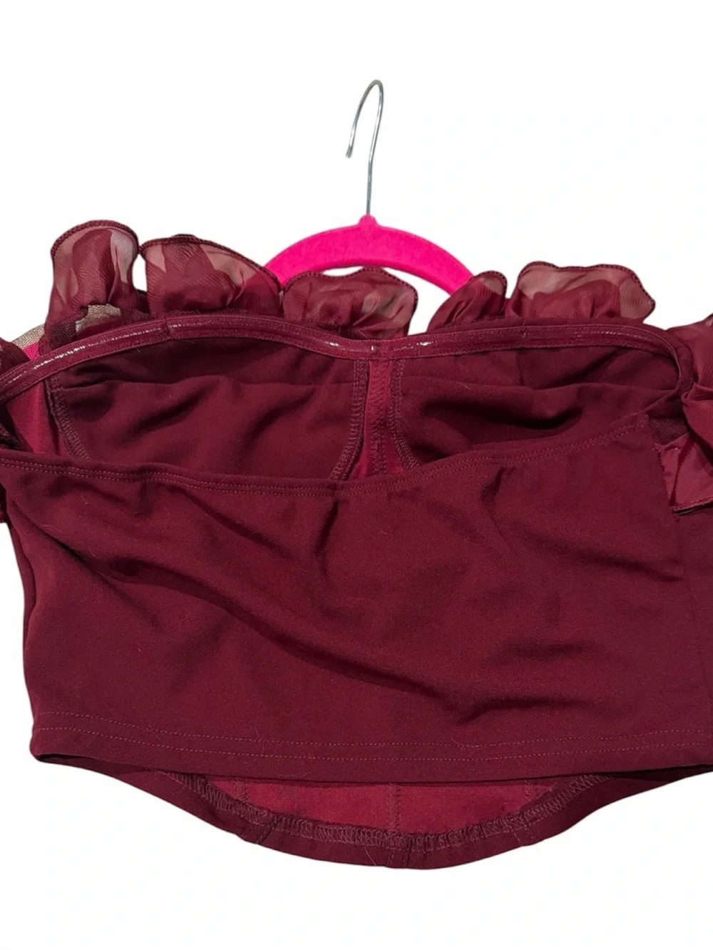 SHEIN Wine Floral-Trim Bustier Top - Picture 3 of 7